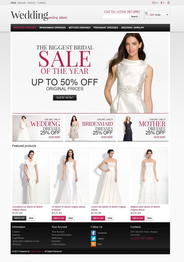 prestashop tienda online trajes de novia y madrinas