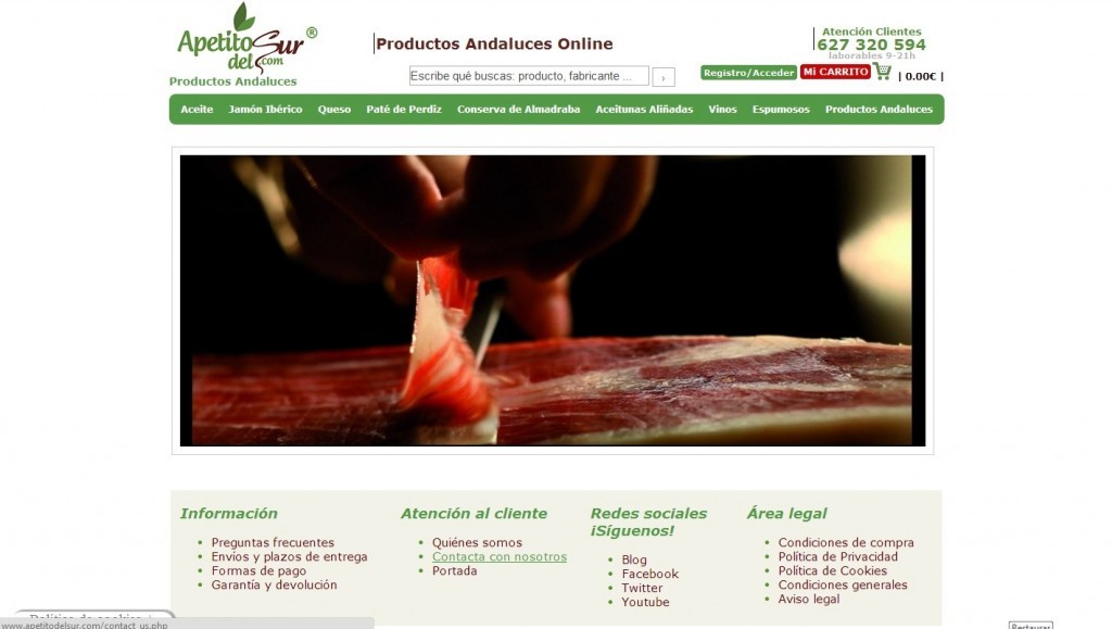 Diseño de tienda online de productos gourmet Apetito del Sur