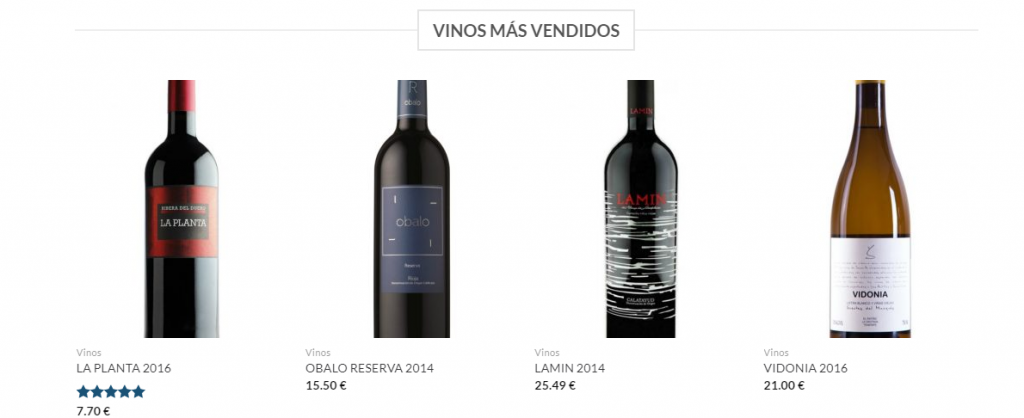 aspecto diseño de tienda vinos online