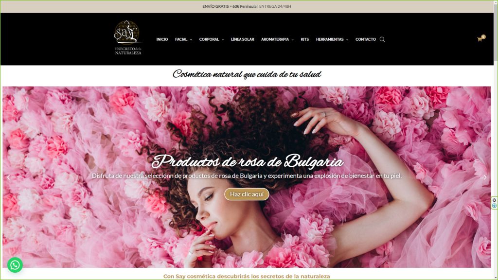 Diseño tienda online cosmética natural