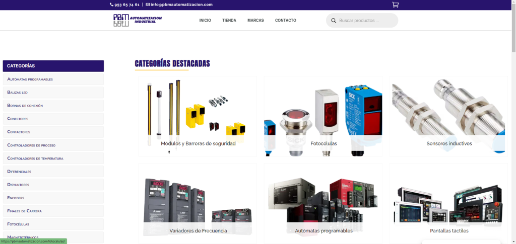 Diseño de Tienda Online para PBM Automatización - Innovación y Tecnología Industrial