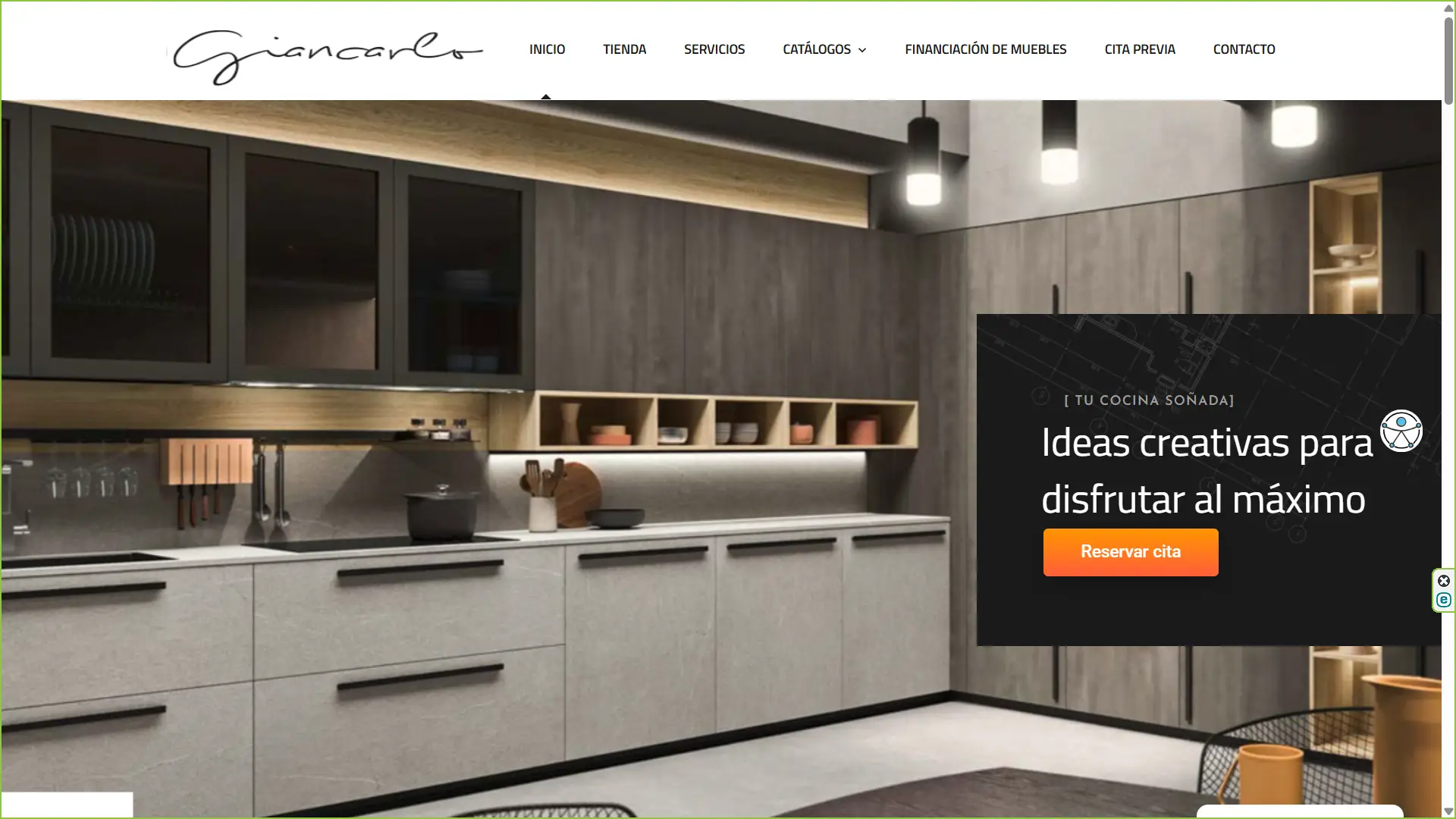 Diseño de pagina web para tienda de muebles y cocinas Giancarlo Interiorismo