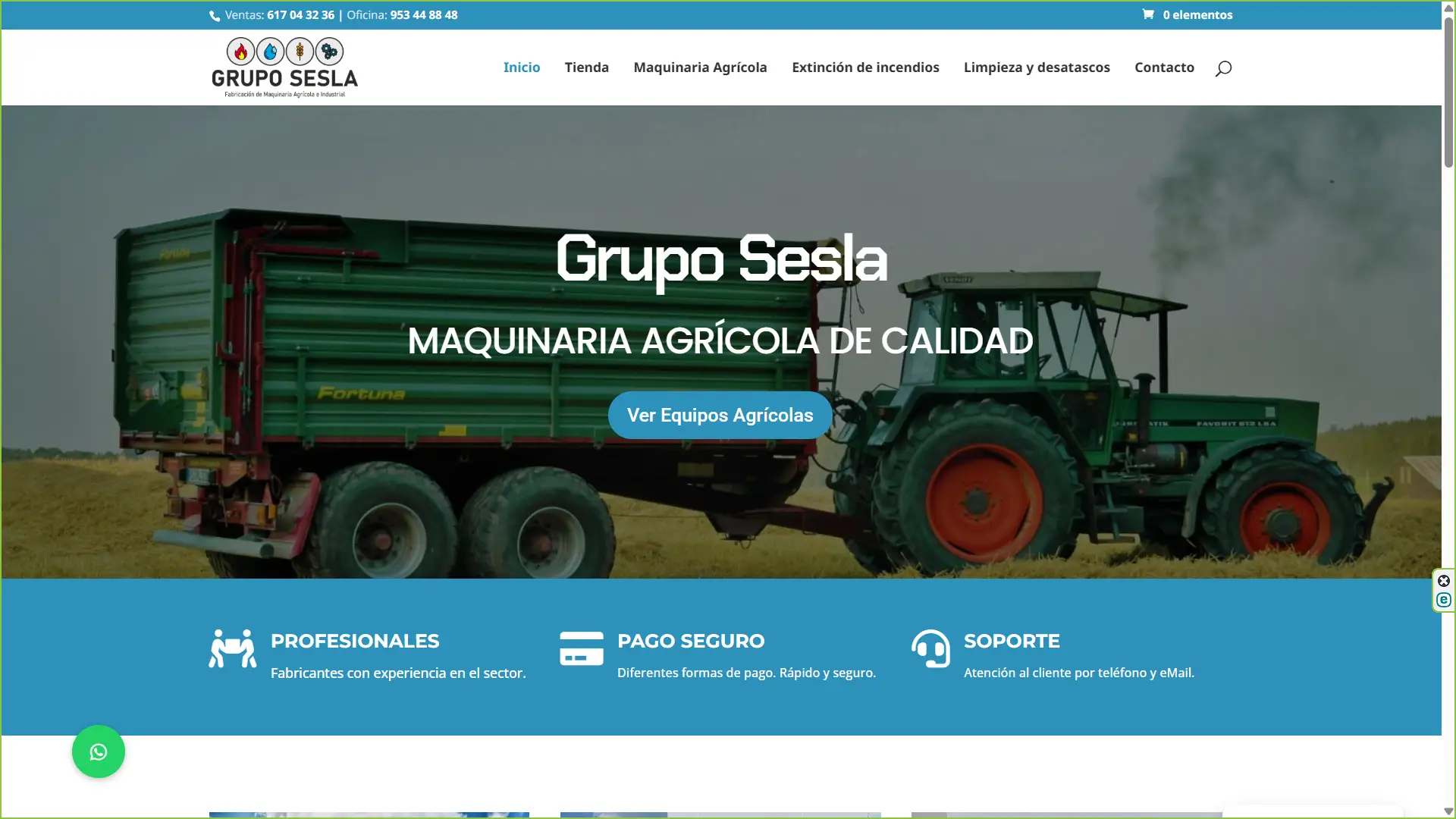 Diseño de tienda online para venta de maquinaría agrícola Grupo Sesla