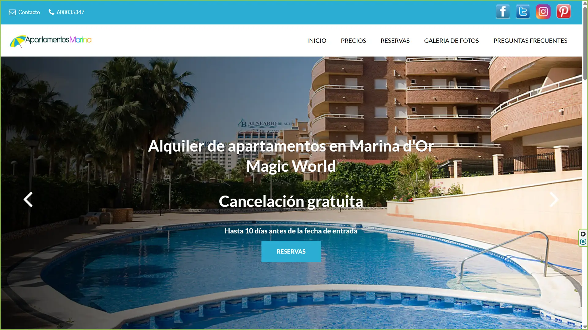 web de apartamentos en alquiler en Marina D’Or