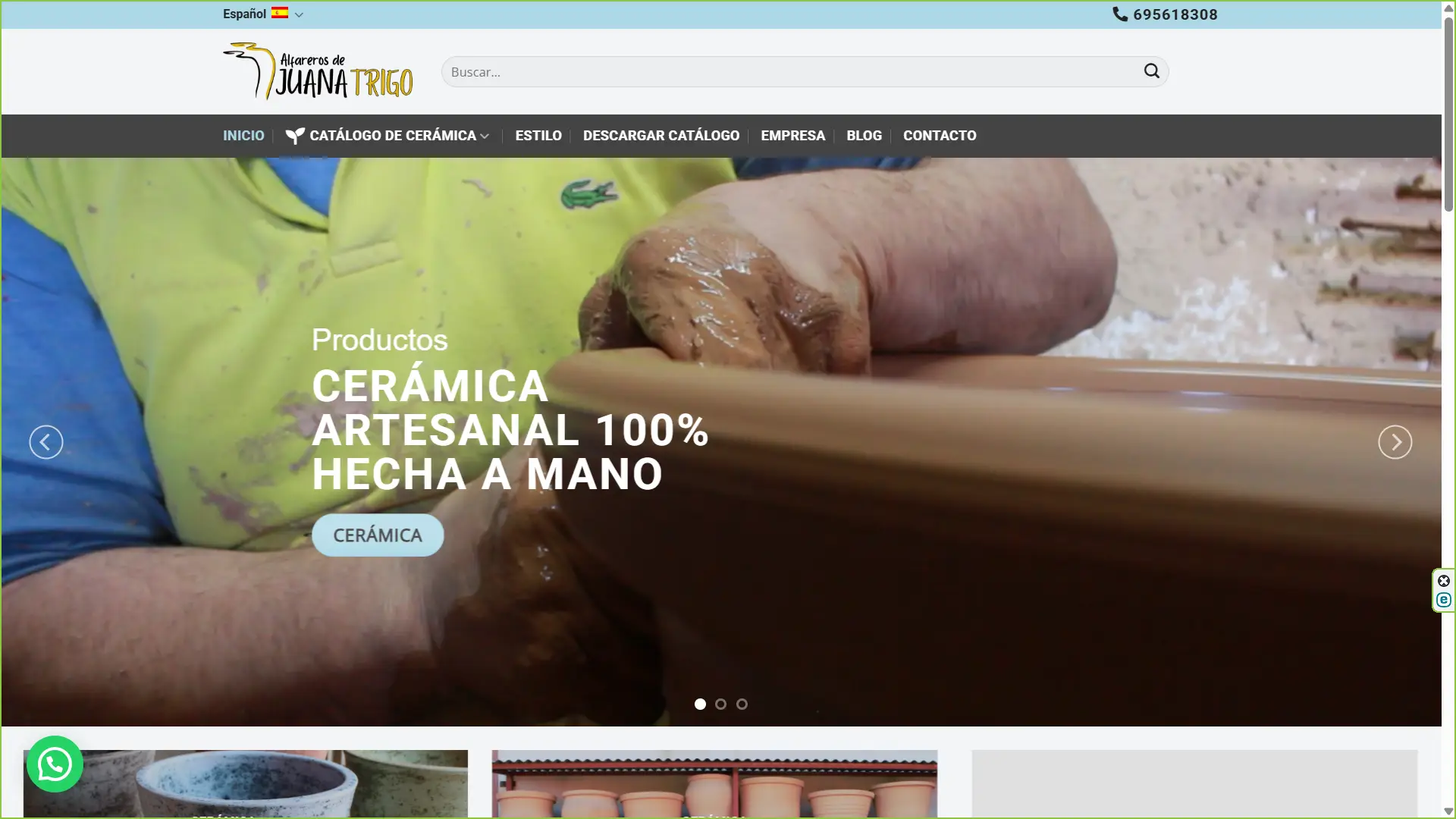 Diseño web para alfarería de Bailén para venta de cerámica