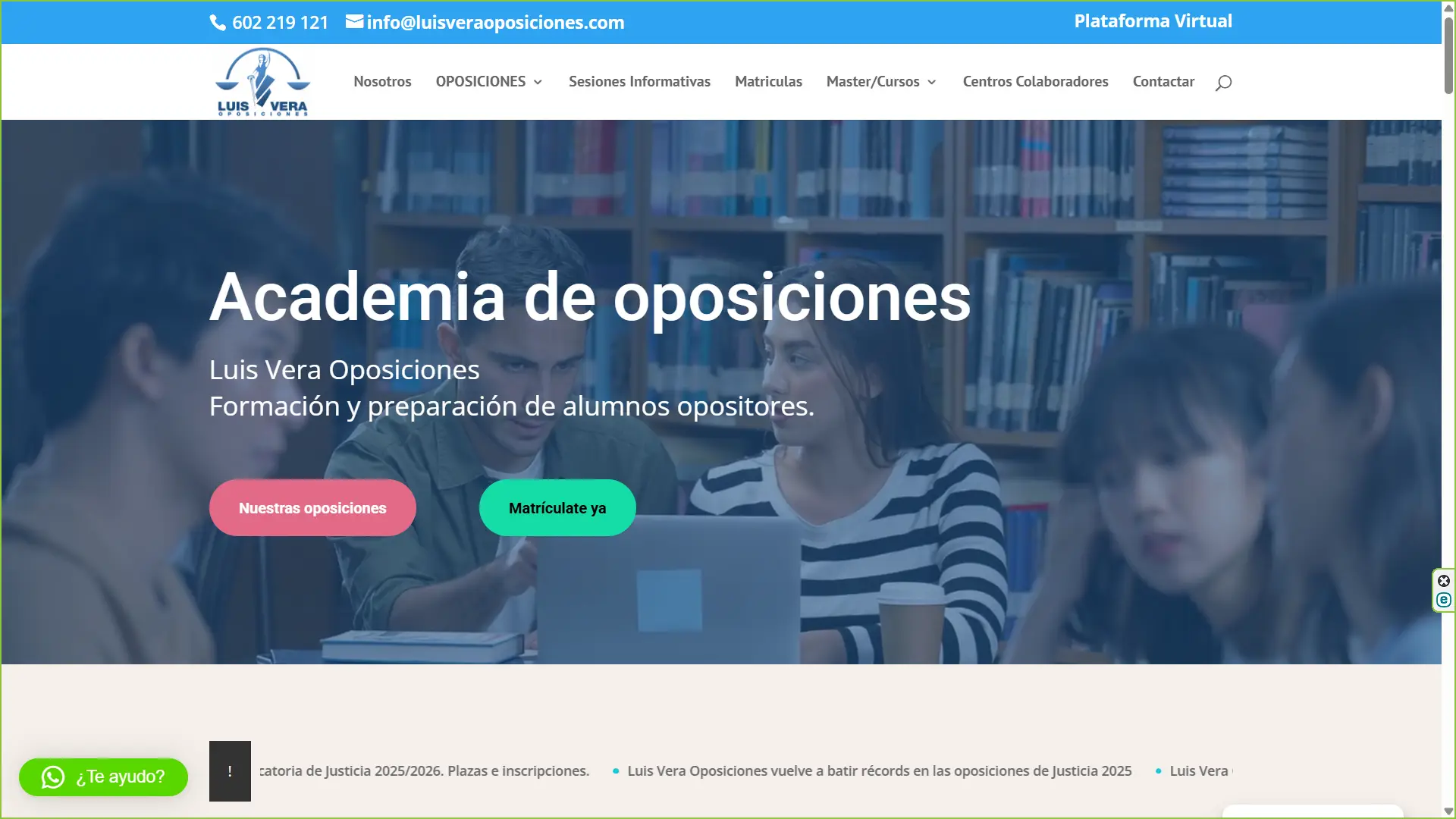Diseño web para centro de preparación de oposiciones Luis Vera